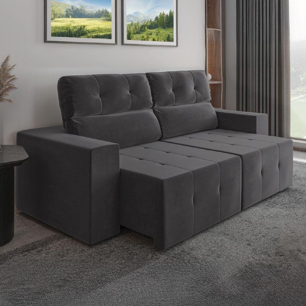 Sofá Retrátil E Reclinável 2m 3 Lugares Fênix Veludo Mamflex - 1