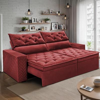 Sofá Retrátil E Reclinável 2,30m Essence. Velusoft Cama Inbox Vermelho
