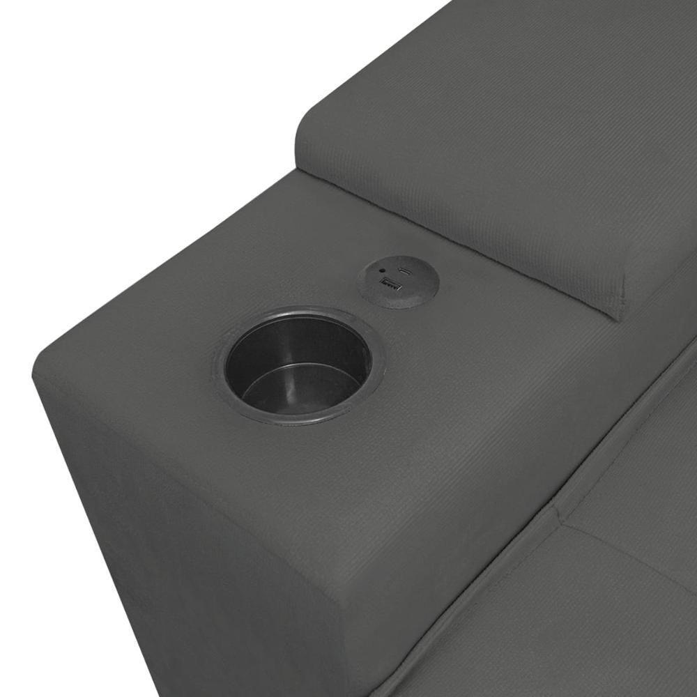 Sofá Retratil Reclinavel 3 Lugares 2,30m Porta Copo USB Cinza - 5