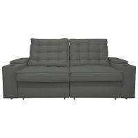 Sofá Retratil Reclinavel 3 Lugares 2,30m Porta Copo USB Cinza - 3