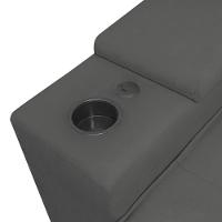 Sofá Retratil Reclinavel 3 Lugares 2,30m Porta Copo USB Cinza - 5