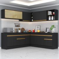 Cozinha Completa De Canto Mp2096 Com Armário E Balcão Preta - 1