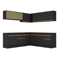 Cozinha Completa De Canto Mp2096 Com Armário E Balcão Preta - 3