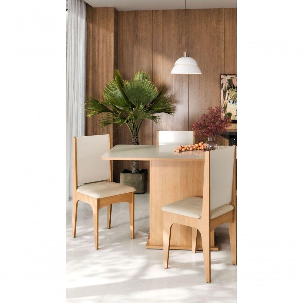 Conjunto De Mesa De Jantar Moderna Com 4 Cadeiras Estofadas Mel Off - 2