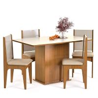 Conjunto De Mesa De Jantar Moderna Com 4 Cadeiras Estofadas Mel Off - 3