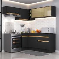 Cozinha Completa De Canto Mp2094 Com Armário E Balcão Preta - 1