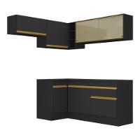 Cozinha Completa De Canto Mp2094 Com Armário E Balcão Preta - 3