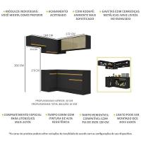 Cozinha Completa De Canto Mp2094 Com Armário E Balcão Preta - 6