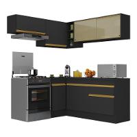 Cozinha Completa De Canto Mp2094 Com Armário E Balcão Preta - 7
