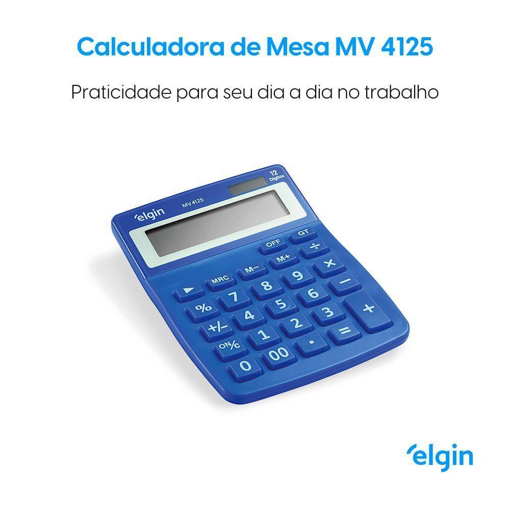 Calculadora De Mesa 4125 Azul 12 Dígitos Função Correção GPM Erase - 2