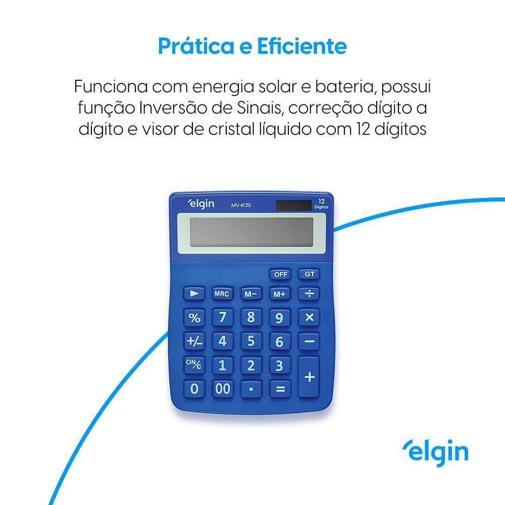 Calculadora De Mesa 4125 Azul 12 Dígitos Função Correção GPM Erase - 3
