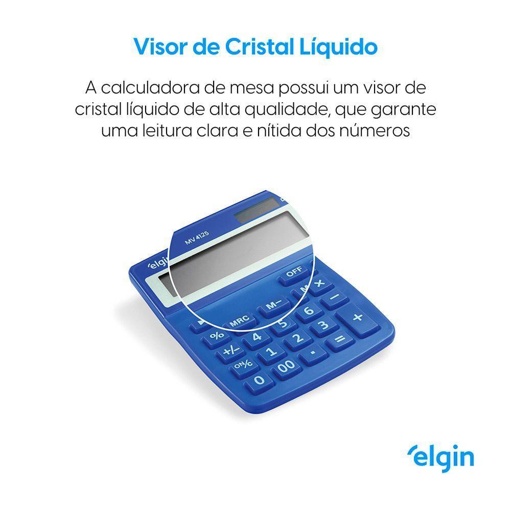 Calculadora De Mesa 4125 Azul 12 Dígitos Função Correção GPM Erase - 4