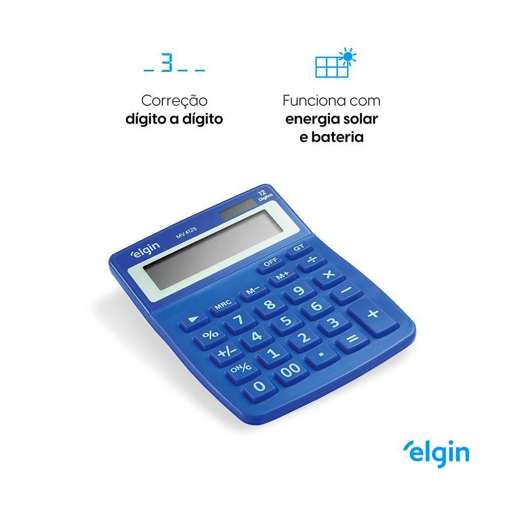 Calculadora De Mesa 4125 Azul 12 Dígitos Função Correção GPM Erase - 5