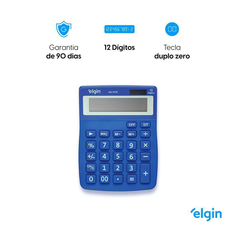 Calculadora De Mesa 4125 Azul 12 Dígitos Função Correção GPM Erase - 6