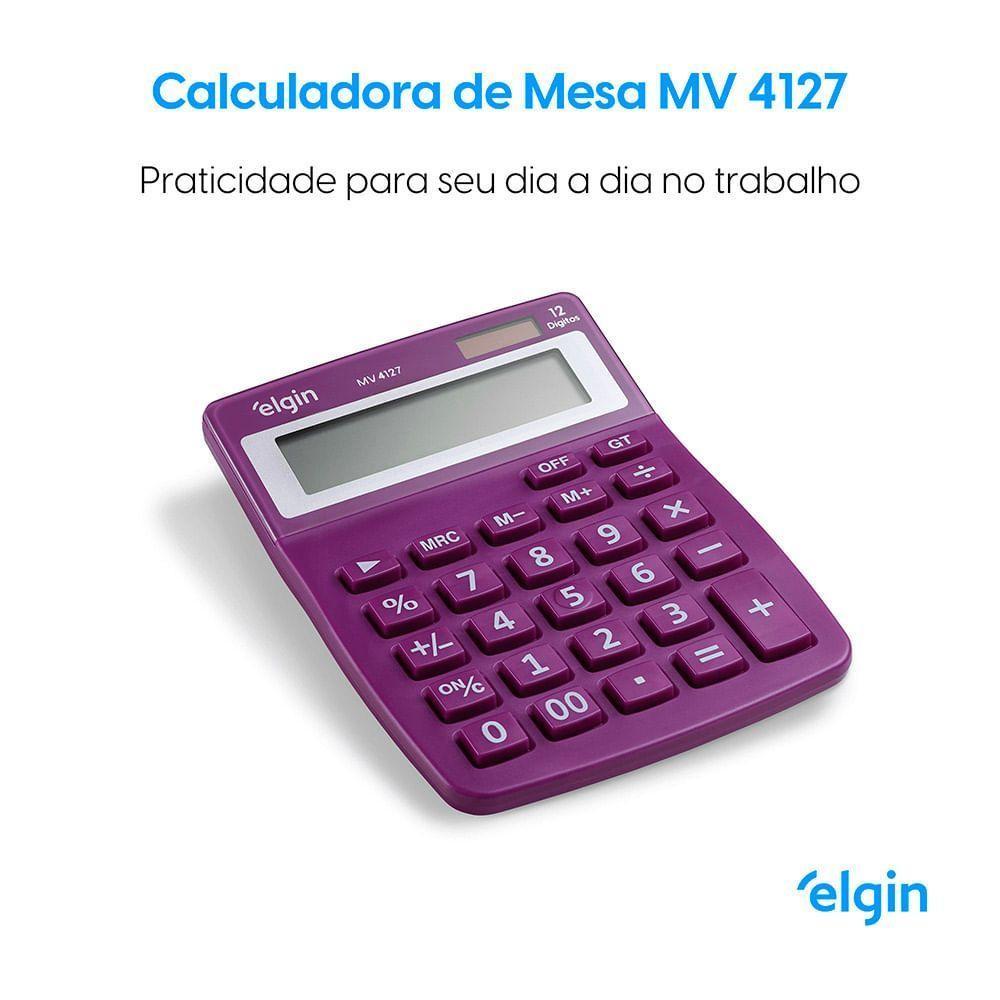 Calculadora De Mesa 4127 Roxa 12 Dígitos Função Correção GPM Erase - 2