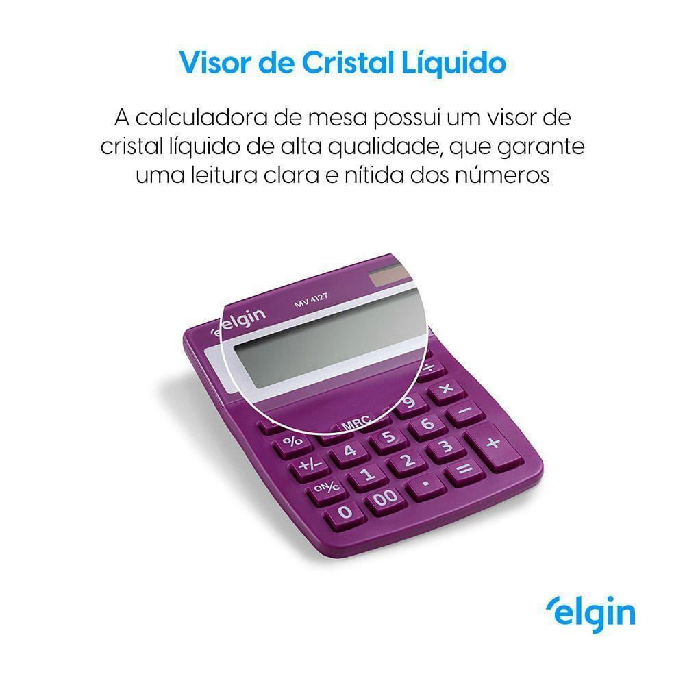 Calculadora De Mesa 4127 Roxa 12 Dígitos Função Correção GPM Erase - 4