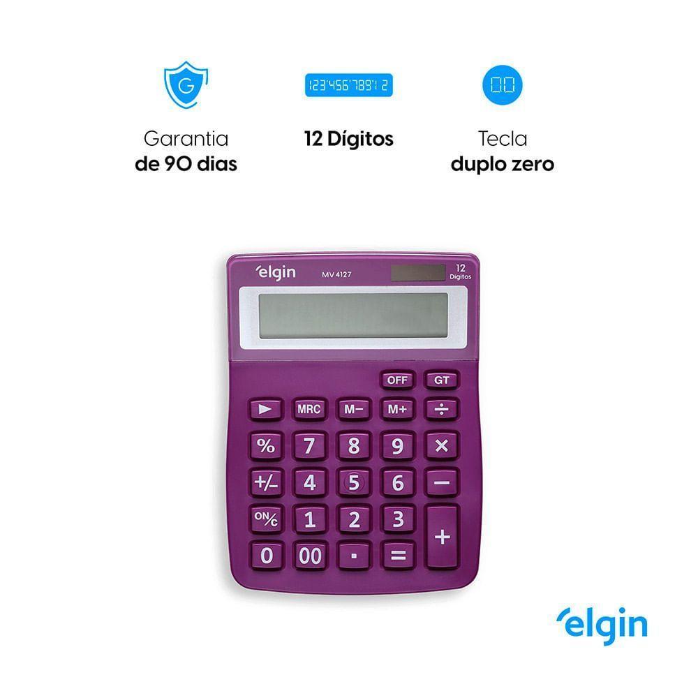 Calculadora De Mesa 4127 Roxa 12 Dígitos Função Correção GPM Erase - 5