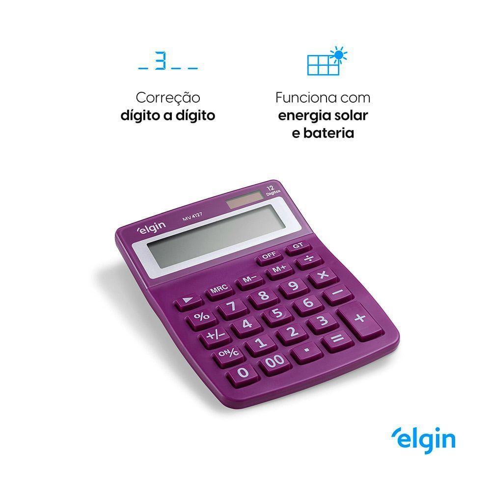 Calculadora De Mesa 4127 Roxa 12 Dígitos Função Correção GPM Erase - 6