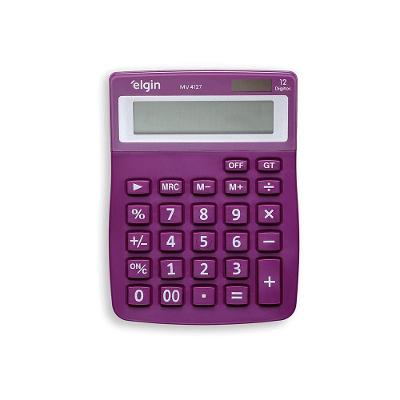 Calculadora De Mesa 4127 Roxa 12 Dígitos Função Correção GPM Erase