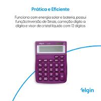 Calculadora De Mesa 4127 Roxa 12 Dígitos Função Correção GPM Erase - 3