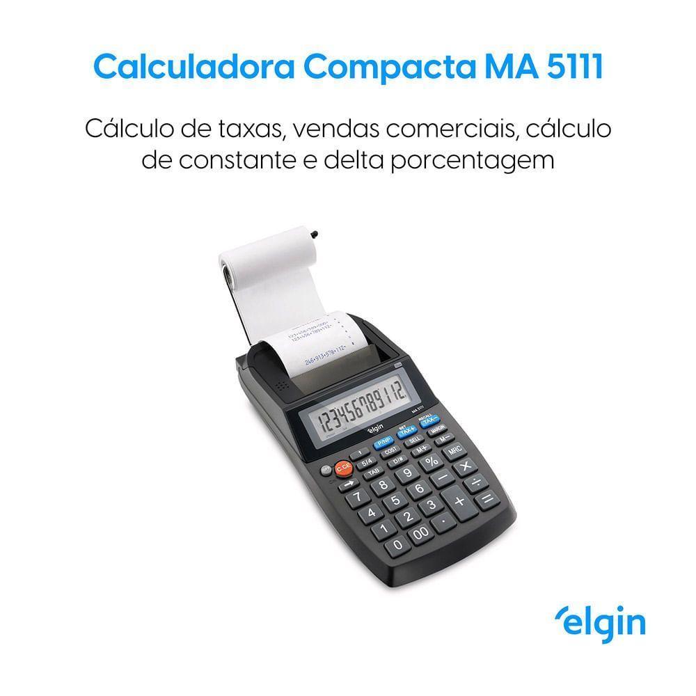 Calculadora Com Impressão Monocromática 5111 12 Dígitos Visor LCD - 2