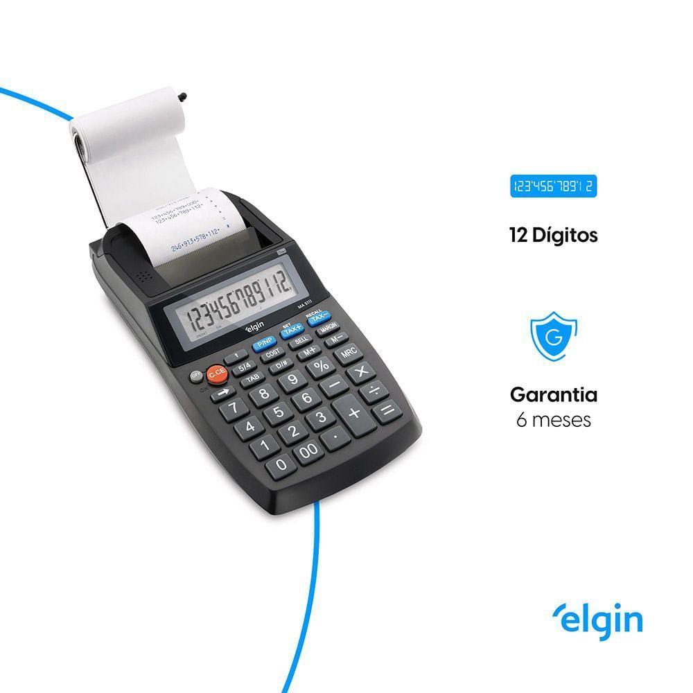 Calculadora Com Impressão Monocromática 5111 12 Dígitos Visor LCD - 6