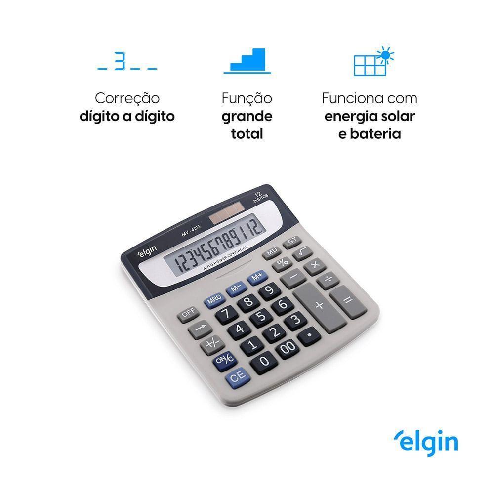 Calculadora De Mesa 4123 12 Dígitos Raíz Quadrada LCD - 5