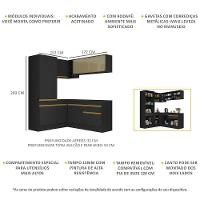 Cozinha Completa De Canto Mp2088 Com Armário E Balcão Preta Multimóveis - 6