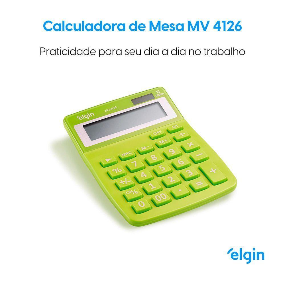 Calculadora De Mesa 4126 Verde 12 Dígitos Função Correção GPM Erase - 2