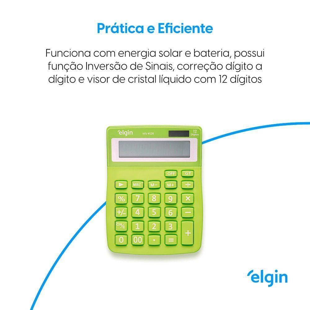 Calculadora De Mesa 4126 Verde 12 Dígitos Função Correção GPM Erase - 3