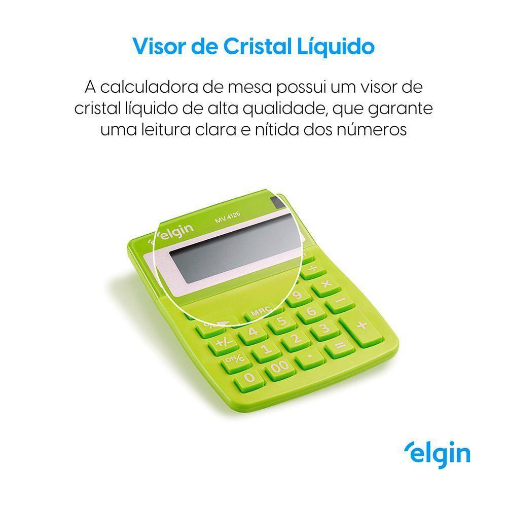 Calculadora De Mesa 4126 Verde 12 Dígitos Função Correção GPM Erase - 4