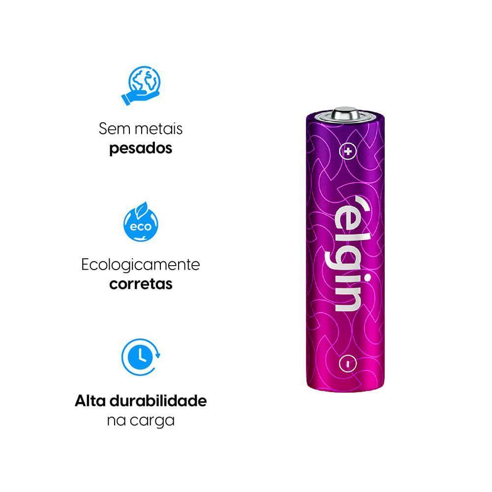 Carregador De Pilhas E Baterias Micro Usb Acompanha 2 Pilhas AA 1500mah - 3