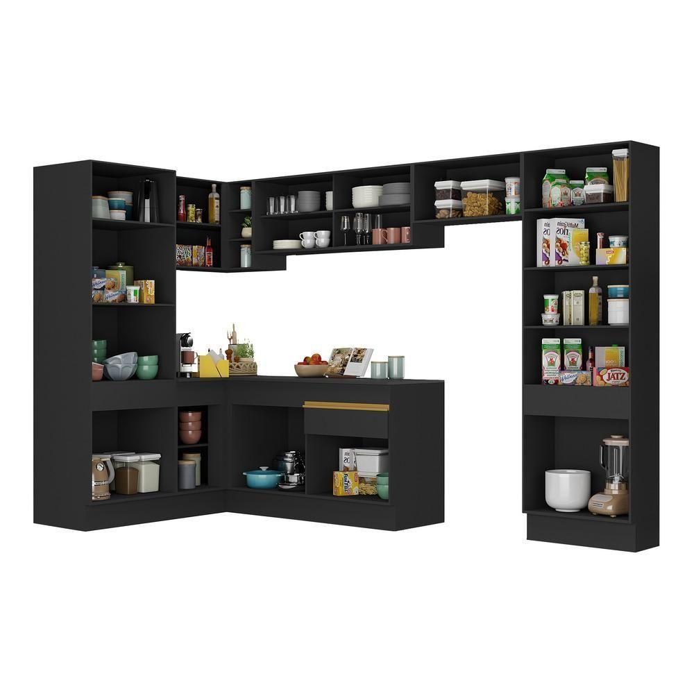 Cozinha Completa De Canto Mp2090 Com Armário E Balcão Preta - 4