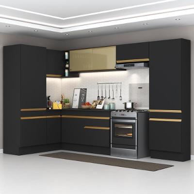 Cozinha Completa De Canto Mp2090 Com Armário E Balcão Preta