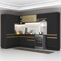 Cozinha Completa De Canto Mp2090 Com Armário E Balcão Preta - 1