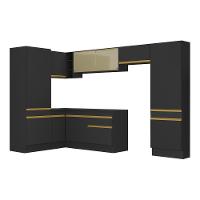 Cozinha Completa De Canto Mp2090 Com Armário E Balcão Preta - 3