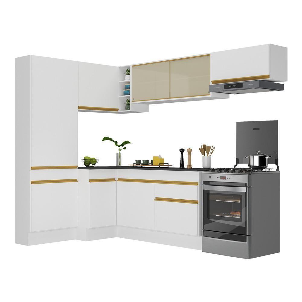 Cozinha Completa De Canto Mp2087 Com Armário E Balcão Branca - 7