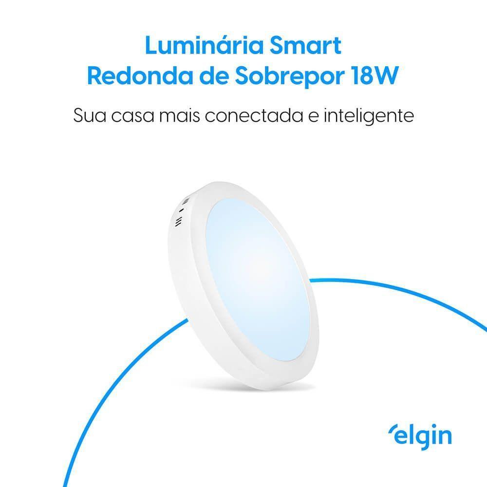 Luminária De Sobrepor Redonda Smart 18W Compatível Com Alexa E Google Home Bivolt - 2