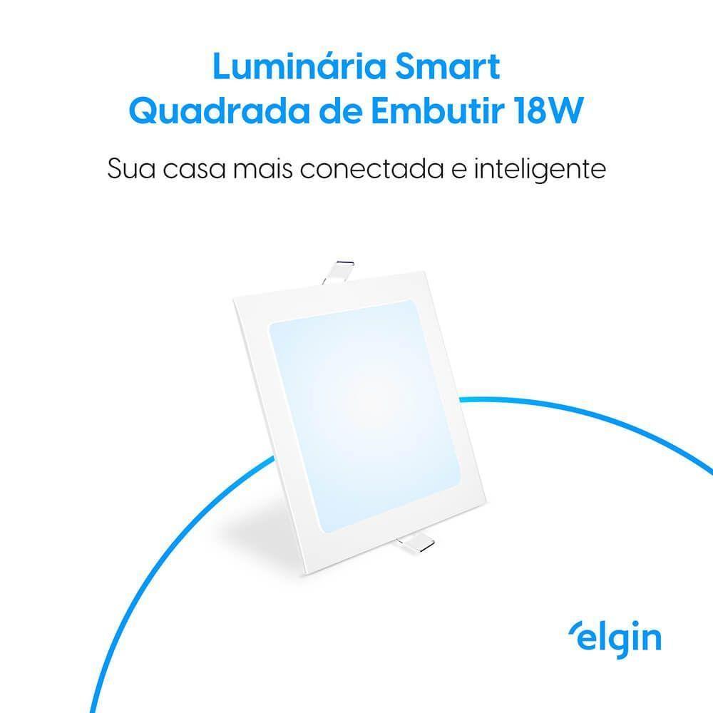 Luminária De Embutir Quadrada Smart 18W Compatível Com Alexa E Google Home Bivolt - 2