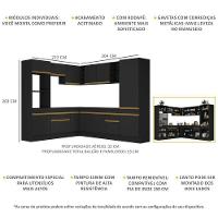 Cozinha Completa De Canto Mp2081 Com Armário E Balcão Preta - 6