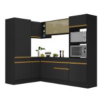 Cozinha Completa De Canto Mp2084 Com Armário E Balcão Preta Multimóveis - 7