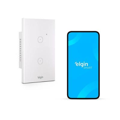 Interruptor Touch Smart 2 Botões Wi-Fi para Automação Compatível com Alexa Elgin