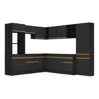 Cozinha Completa De Canto Mp2082 Com Armário E Balcão Preta - 3