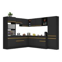 Cozinha Completa De Canto Mp2082 Com Armário E Balcão Preta - 7