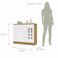 Quarto De Bebê Berço 3 Em 1 Gabriel Cômoda Com Porta Fraldario Guarda Roupa 3 Portas Branco Bétula Carolina Baby - 7