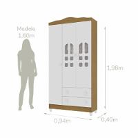 Quarto De Bebê Berço 3 Em 1 Gabriel Cômoda Com Porta Fraldario Guarda Roupa 3 Portas Branco Bétula Carolina Baby - 9