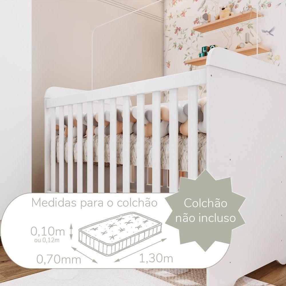 Quarto De Bebê Cômoda Com Fraldário Selena Berço 3 Em 1 Gabrielle Branco Carolina Baby - 4