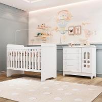 Quarto De Bebê Cômoda Com Fraldário Selena Berço 3 Em 1 Gabrielle Branco Carolina Baby - 1