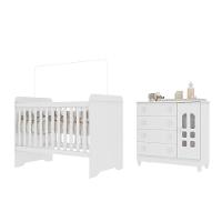 Quarto De Bebê Cômoda Com Fraldário Selena Berço 3 Em 1 Gabrielle Branco Carolina Baby - 2