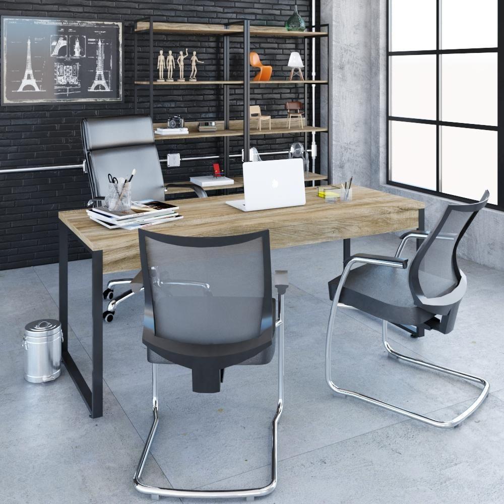 Mesa Kuadra Diretor 180x70x75cm Carvalho / Est.preta - 3